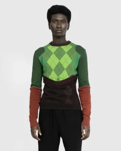 Marine Serre Regenerated Lozenge Knit Crewneck Pullover Multi- Knitwear