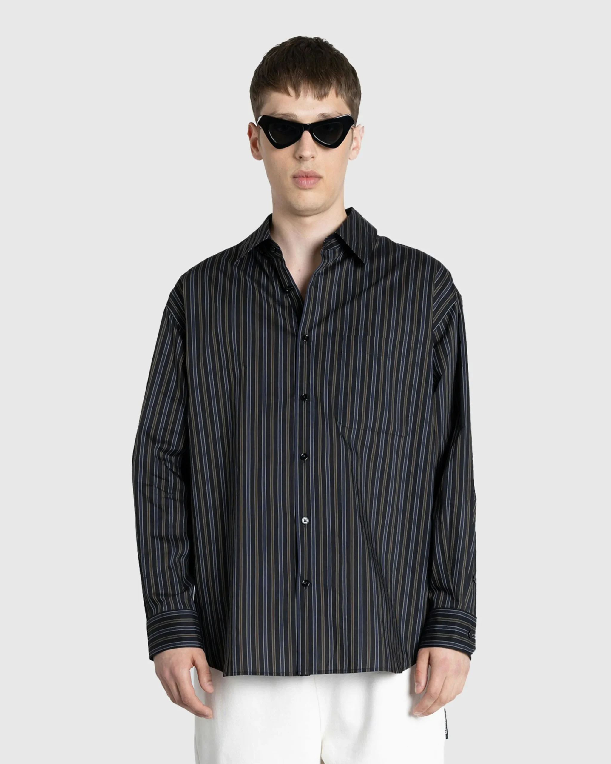 Lemaire Regular Shirt Dark Brown/Marine- Shirts