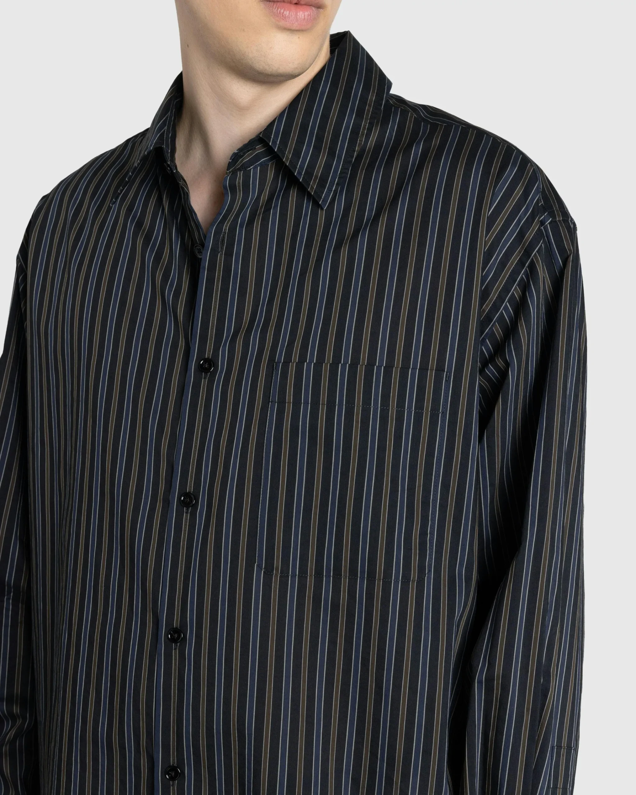 Lemaire Regular Shirt Dark Brown/Marine- Shirts