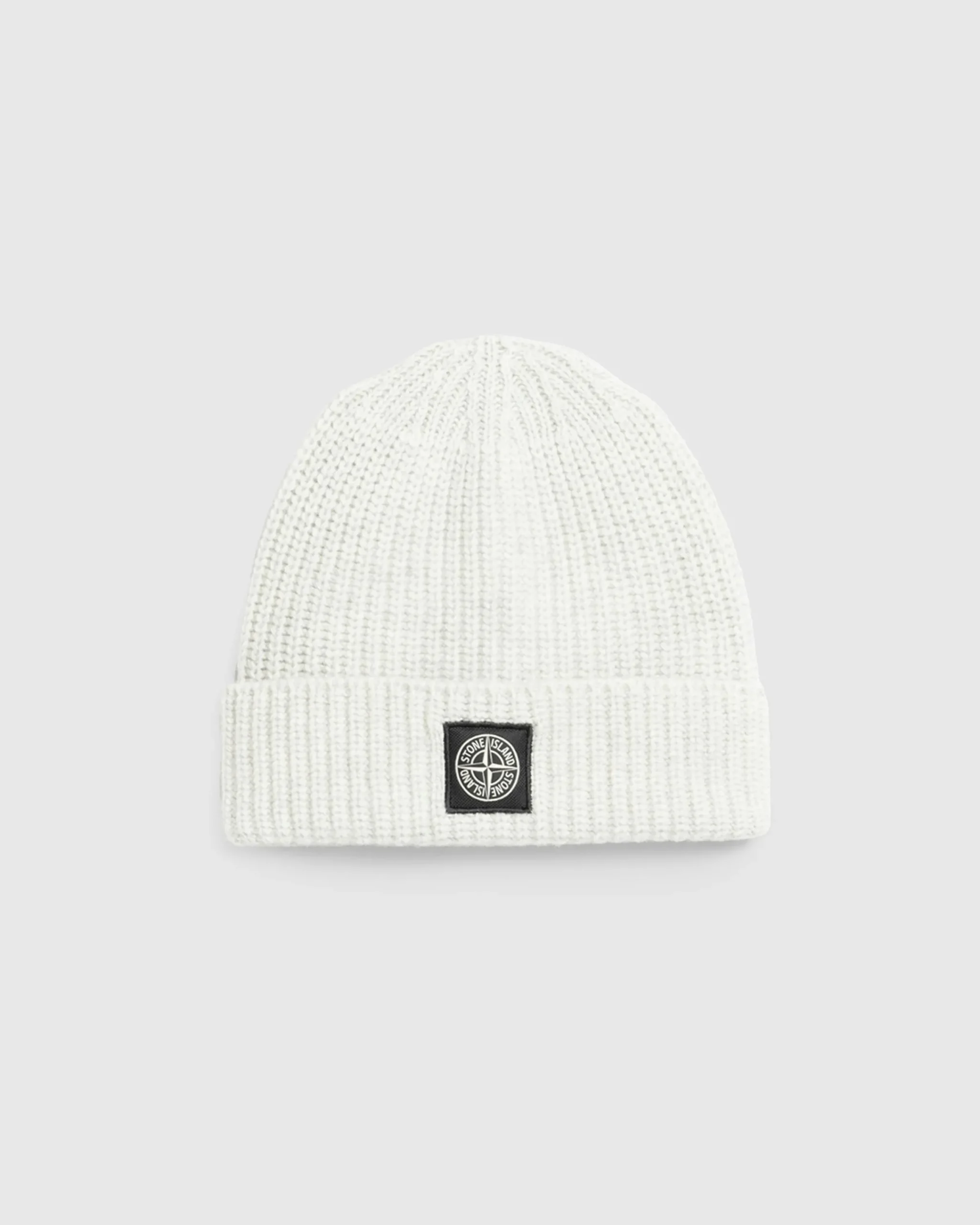 Stone Island Ribbed Wool Beanie Melange Pearl Grey- Hats