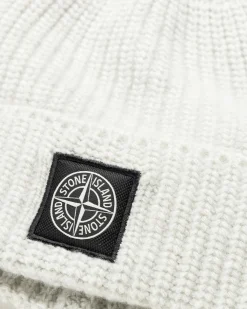 Stone Island Ribbed Wool Beanie Melange Pearl Grey- Hats