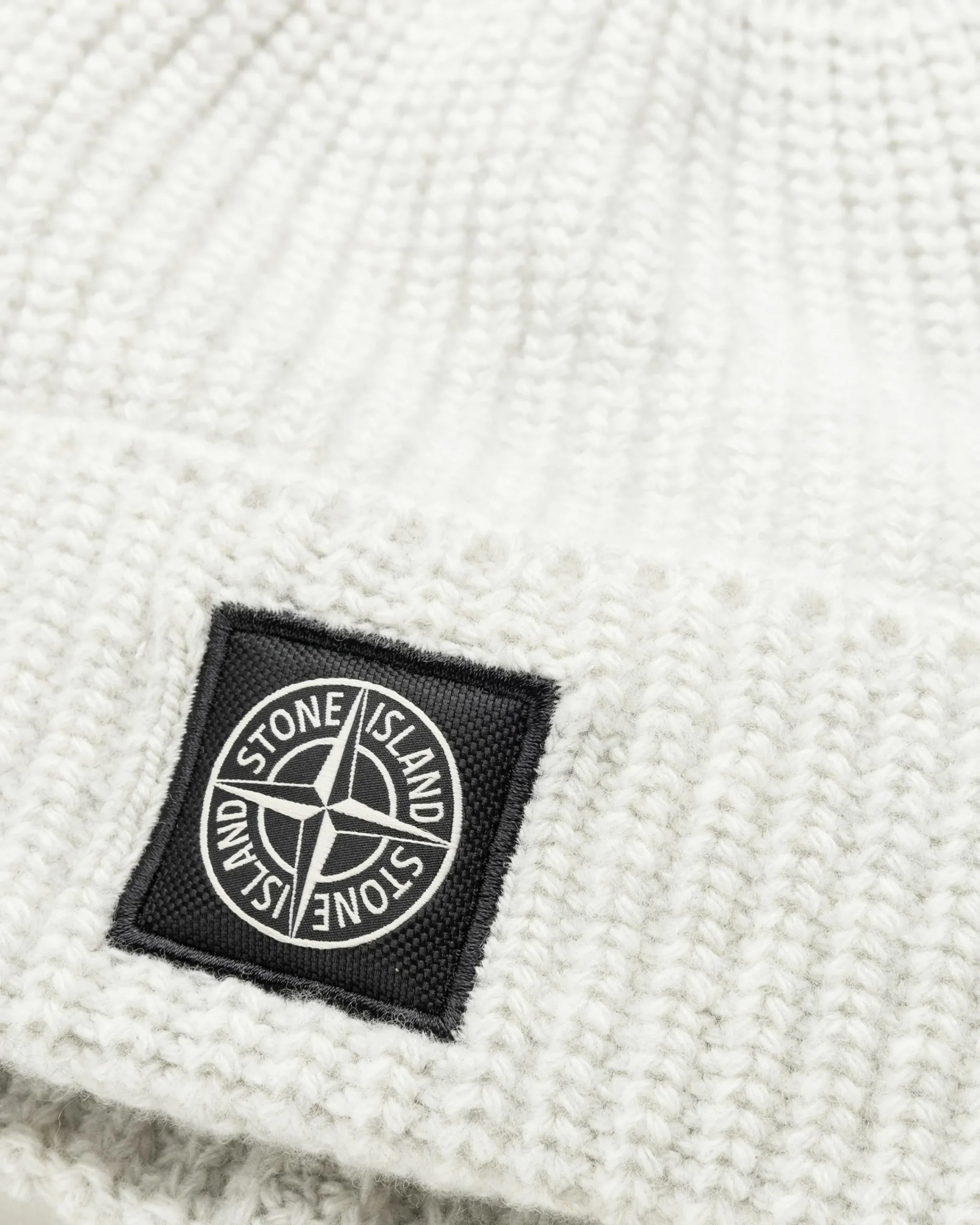 Stone Island Ribbed Wool Beanie Melange Pearl Grey- Hats