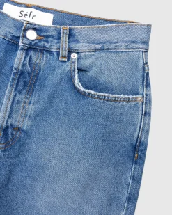 Séfr Rider Cut Jeans Trashed Mid Blue- Pants