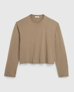 Rier Round Neck Long-Sleeve T-Shirt Castoro- Tops