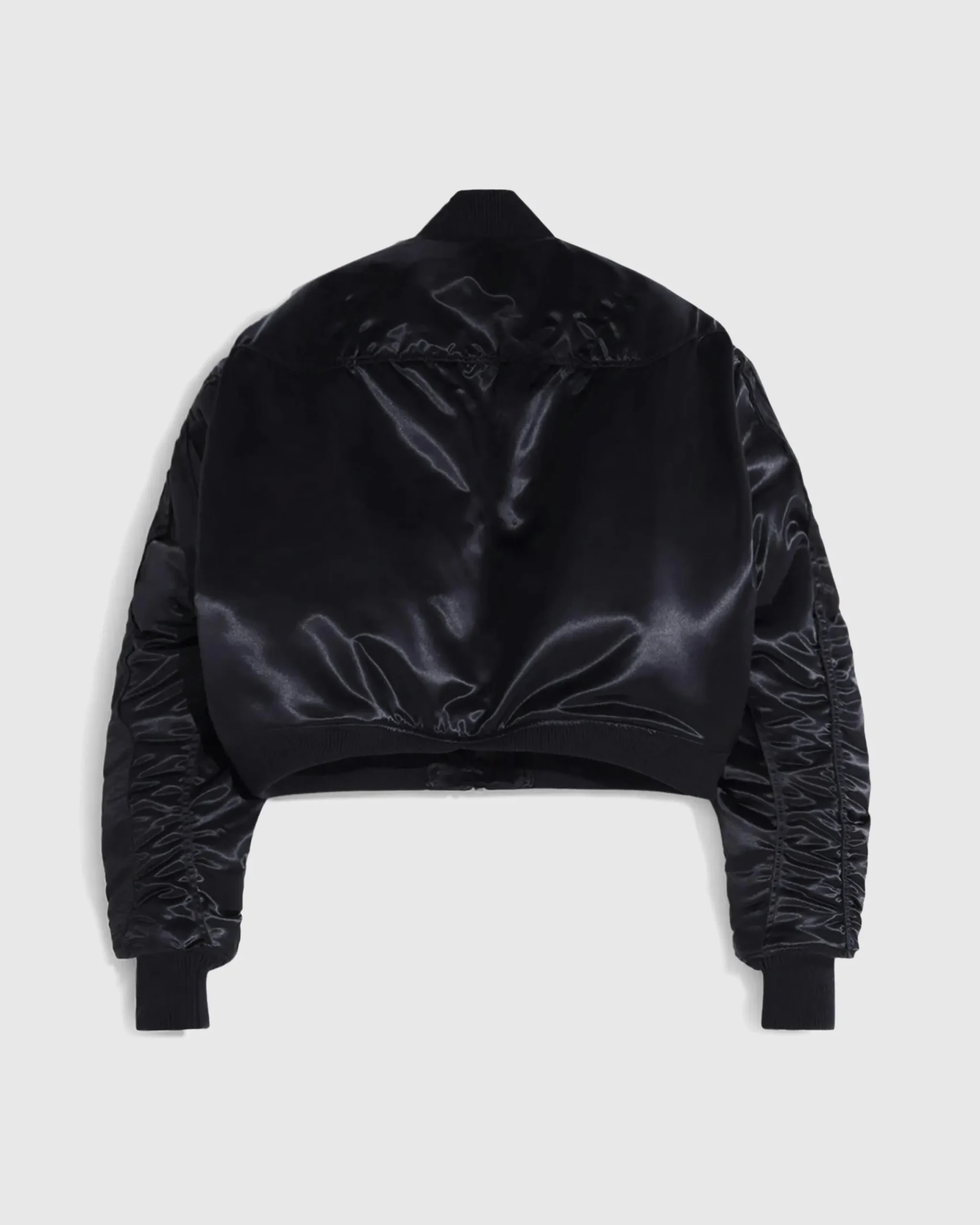 Mugler Satin Bomber Jacket Black- Outerwear