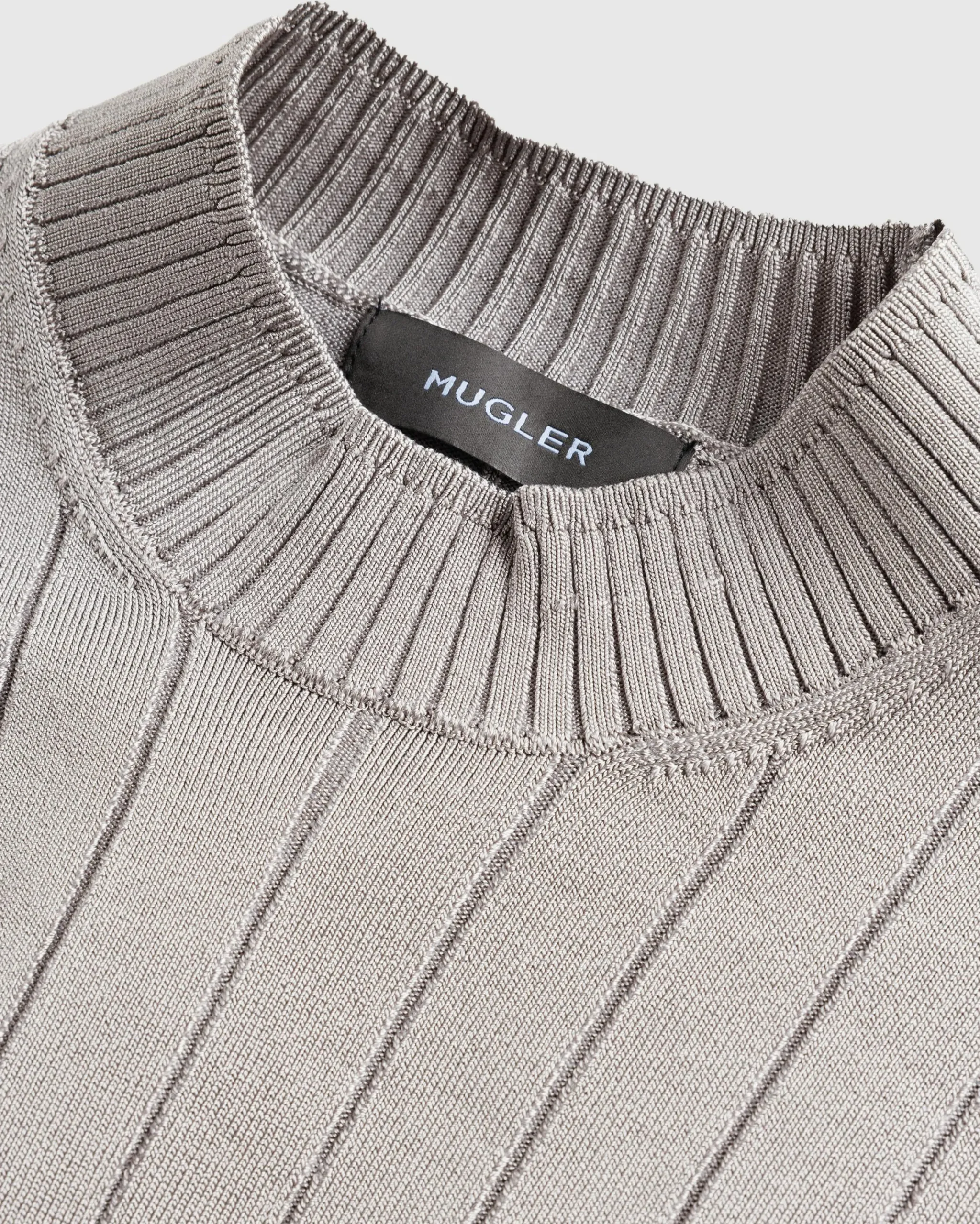 Mugler Sculpting Knit Top Grey Melange- Knitwear