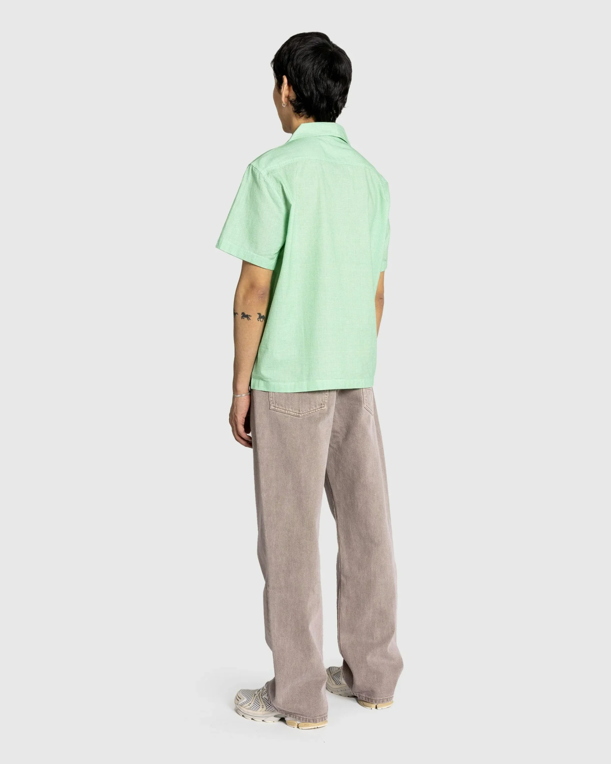 Bode See You at the Barn Short-Sleeve Shirt White/Green- Shirts