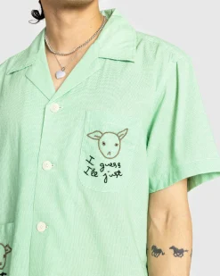 Bode See You at the Barn Short-Sleeve Shirt White/Green- Shirts