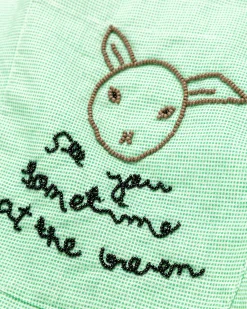 Bode See You at the Barn Short-Sleeve Shirt White/Green- Shirts