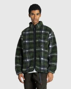 Gramicci Shadow Plaid Sherpa Jacket Olive- Outerwear
