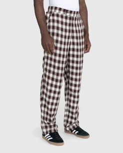 Bode Shadow Plaid Side-Tie Trousers Brown- Pants