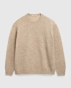 Auralee Shetland Wool Cashmere Knit P/O Beige- Knitwear