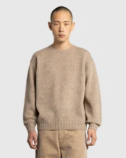 Auralee Shetland Wool Cashmere Knit P/O Beige- Knitwear