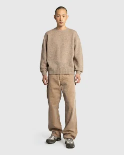 Auralee Shetland Wool Cashmere Knit P/O Beige- Knitwear