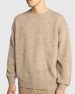 Auralee Shetland Wool Cashmere Knit P/O Beige- Knitwear