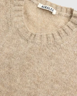 Auralee Shetland Wool Cashmere Knit P/O Beige- Knitwear
