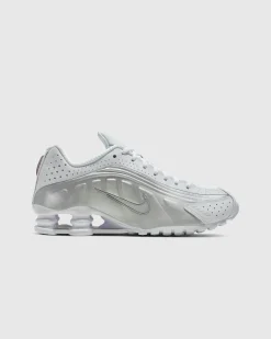 Nike Shox R4 White/White-Metallic Silver-Max Orange- Sneakers