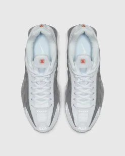 Nike Shox R4 White/White-Metallic Silver-Max Orange- Sneakers