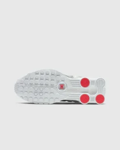 Nike Shox R4 White/White-Metallic Silver-Max Orange- Sneakers