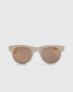 Saint Laurent SL 571 Round Frame Sunglasses Ivory/Brown- Sunglasses