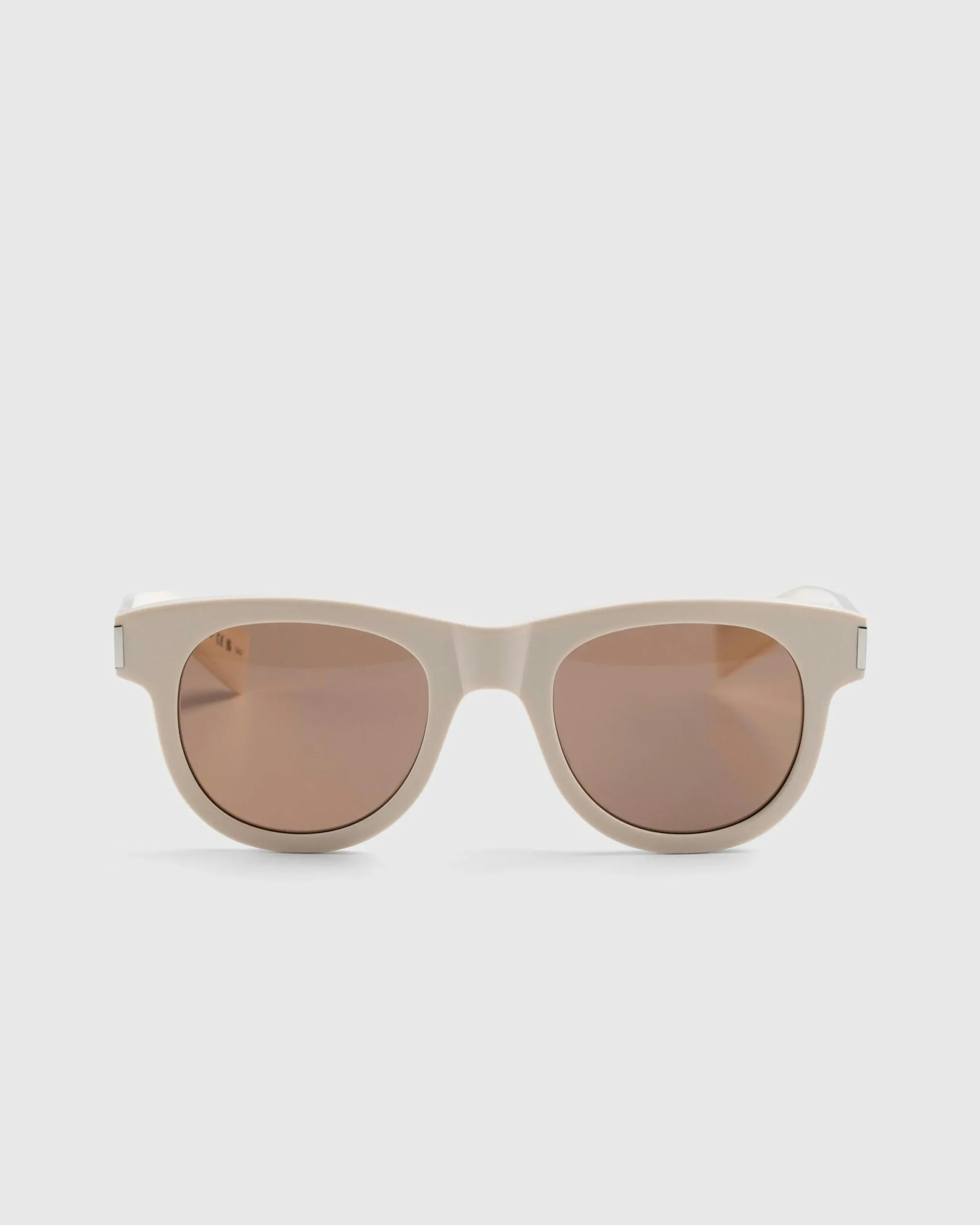 Saint Laurent SL 571 Round Frame Sunglasses Ivory/Brown- Sunglasses