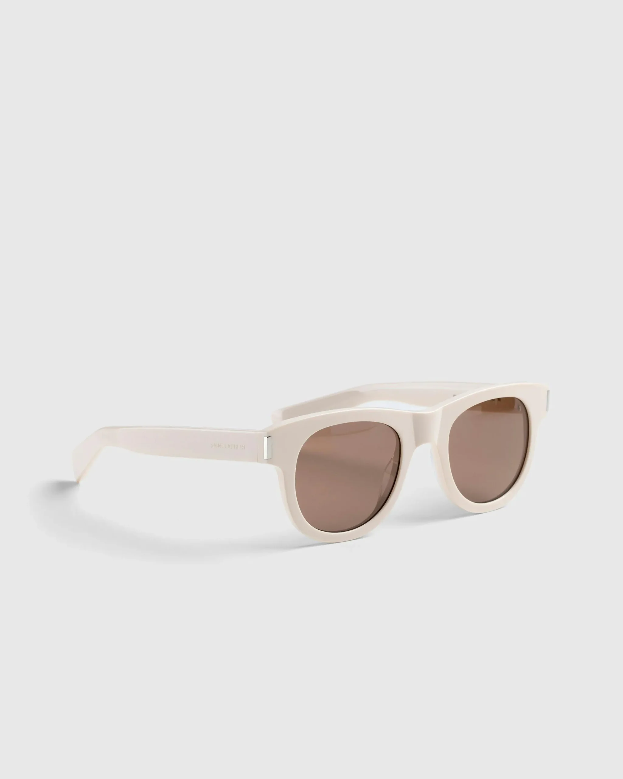 Saint Laurent SL 571 Round Frame Sunglasses Ivory/Brown- Sunglasses