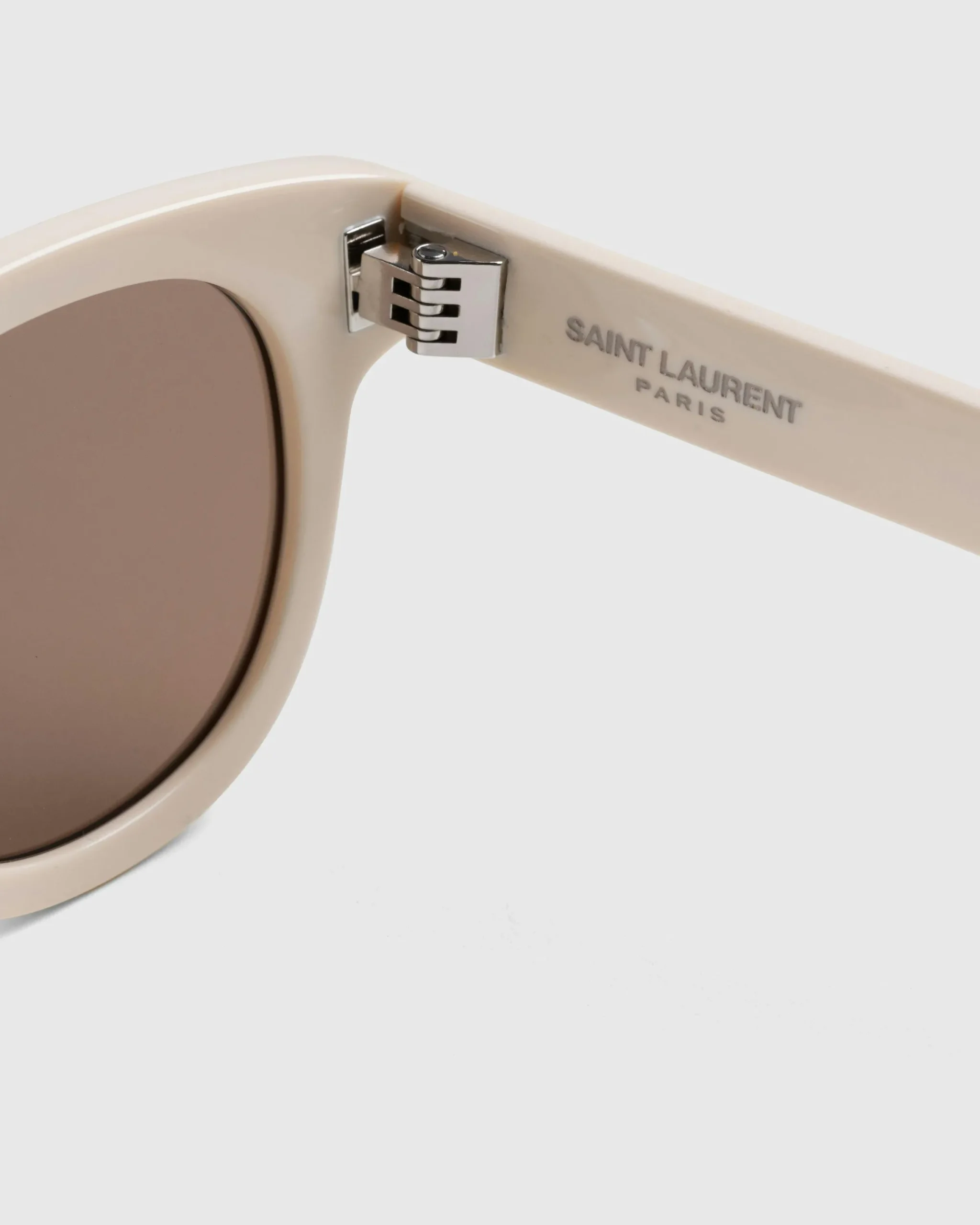 Saint Laurent SL 571 Round Frame Sunglasses Ivory/Brown- Sunglasses