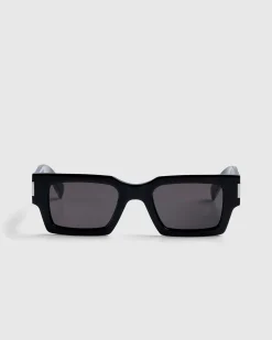 Saint Laurent SL 572 Square Frame Sunglasses Black/Crystal- Sunglasses