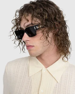 Saint Laurent SL 572 Square Frame Sunglasses Havana/Crystal/Grey- Sunglasses