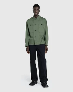 Lemaire Soft Military Overshirt Smoky Green- Shirts