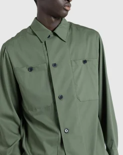 Lemaire Soft Military Overshirt Smoky Green- Shirts