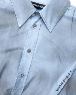 Y/Project Spray Pinched Logo Shirt Light Blue/Grey- Shirts
