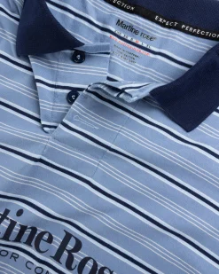Martine Rose Stretched Polo Blue Stripe- Tops