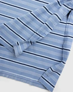 Martine Rose Stretched Polo Blue Stripe- Tops