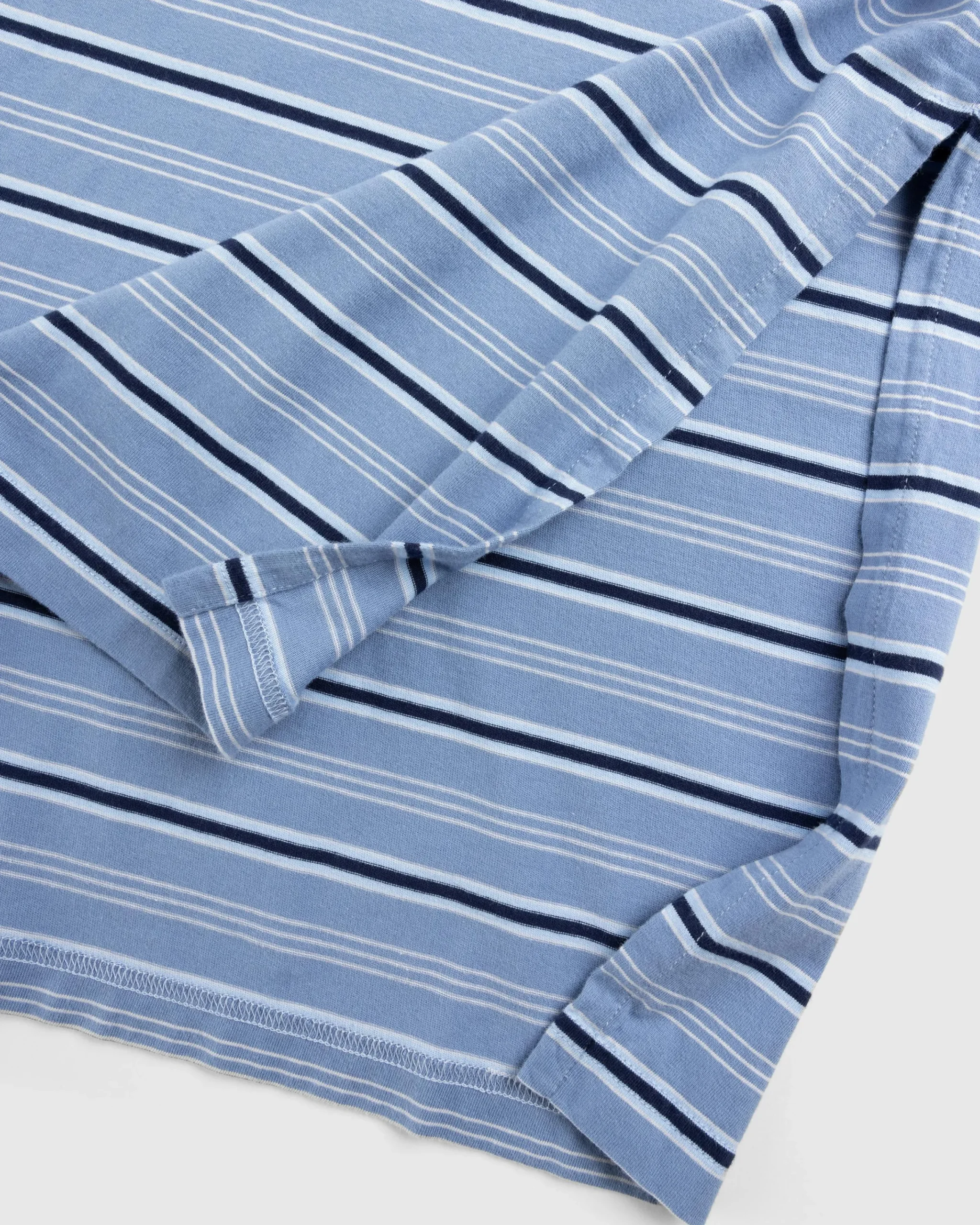 Martine Rose Stretched Polo Blue Stripe- Tops