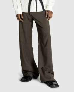 Martine Rose Tailored Extended Wide Leg Trouser Brown Houndstooth- Pants