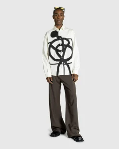 Martine Rose Tailored Extended Wide Leg Trouser Brown Houndstooth- Pants