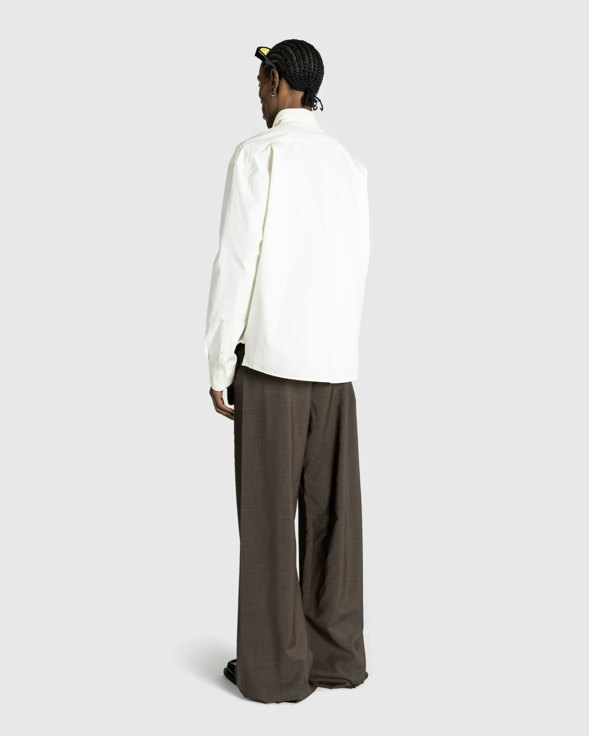 Martine Rose Tailored Extended Wide Leg Trouser Brown Houndstooth- Pants
