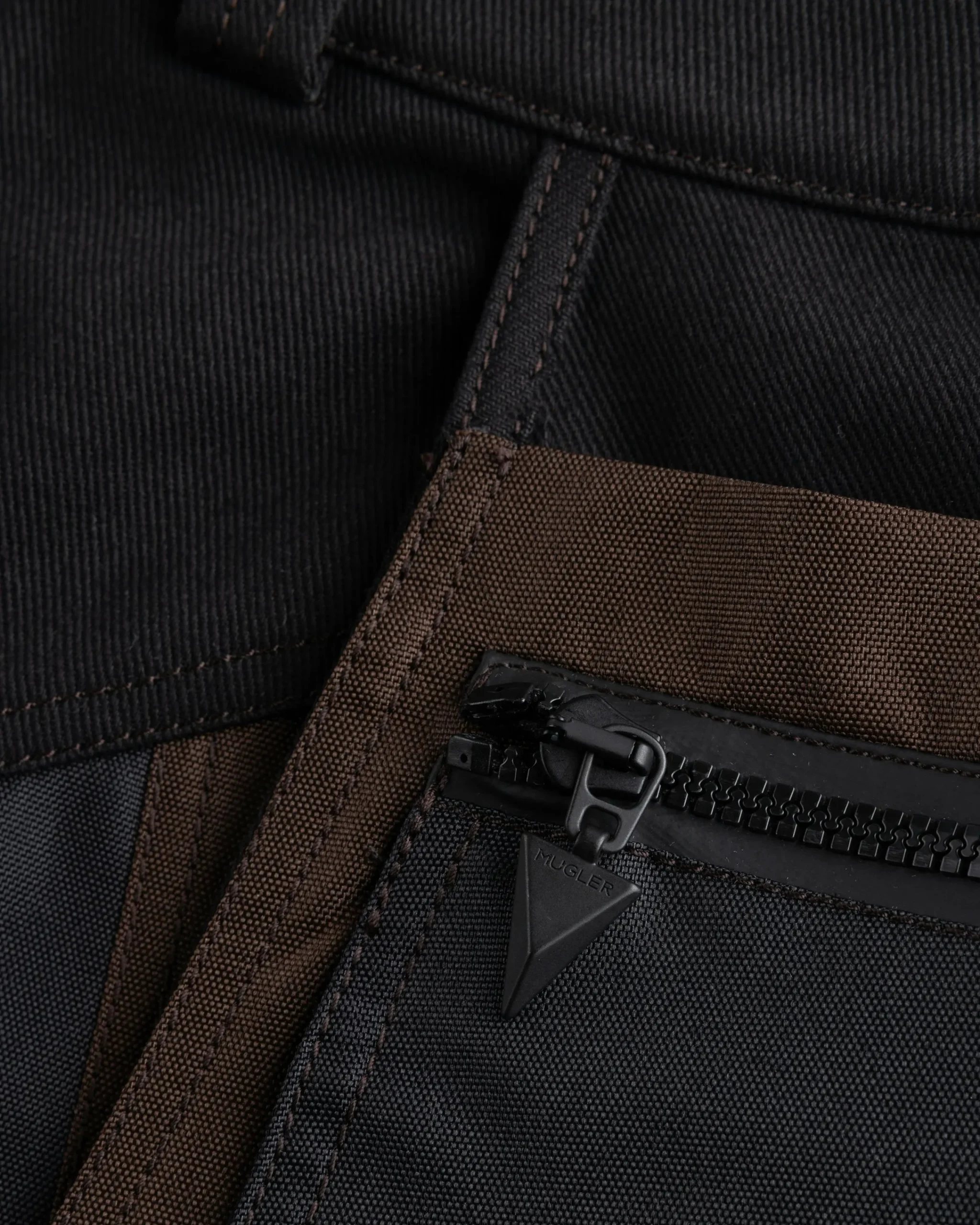 Mugler Technical Fabric Cargo Shorts Black/Dark Chocolate- Shorts