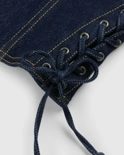 Jean Paul Gaultier Topstitch Corset Indigo- Tops