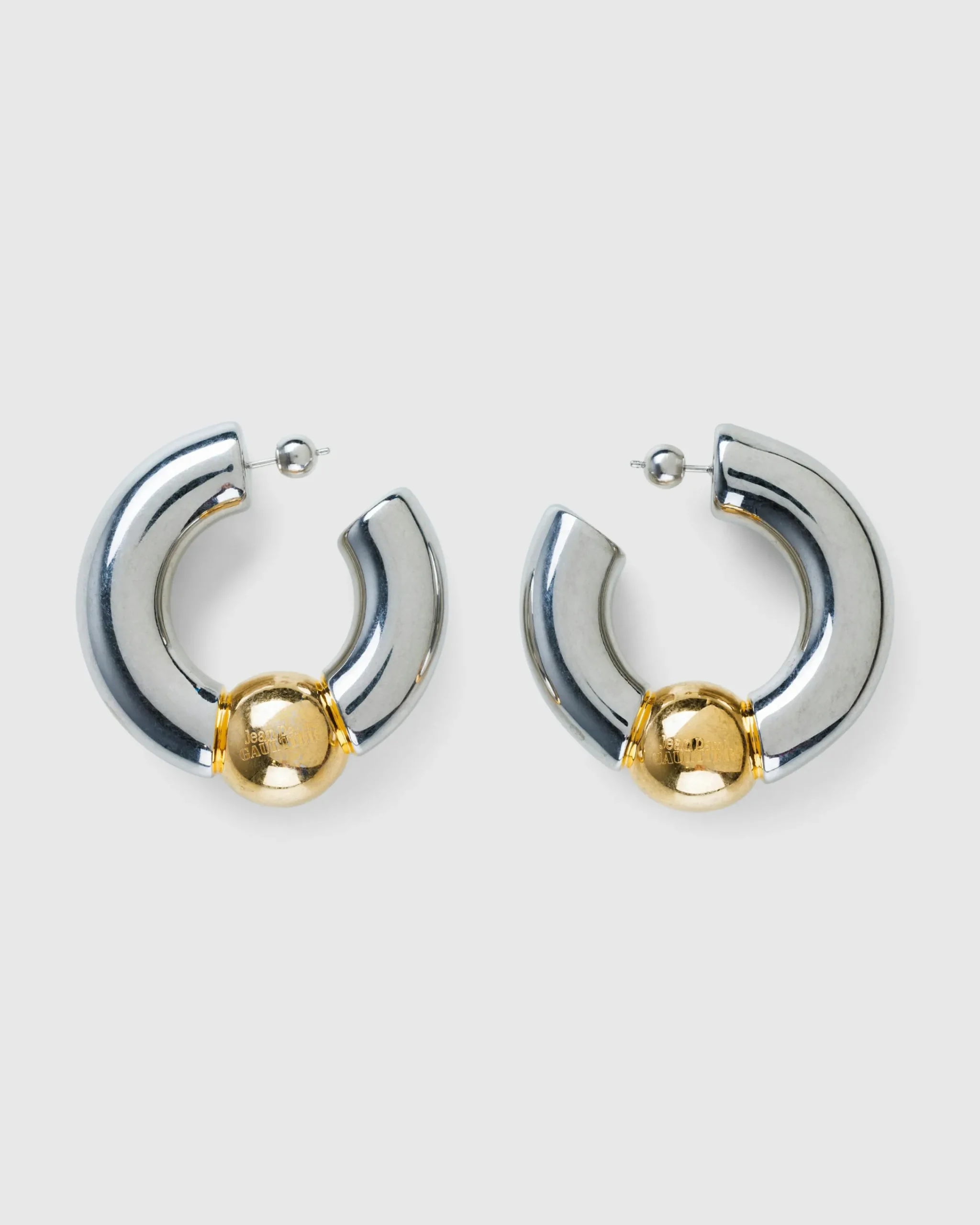 Jean Paul Gaultier Tube Earrings Silver/Gold- Jewelry