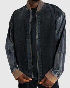Y/Project Velcro Denim Jacket Black Vertical Whiskers- Outerwear