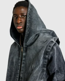 Y/Project Velcro Denim Jacket Black Vertical Whiskers- Outerwear