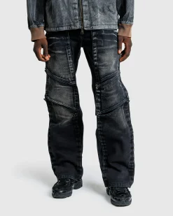 Y/Project Velcro Multi Panel Jeans Faded Black- Pants