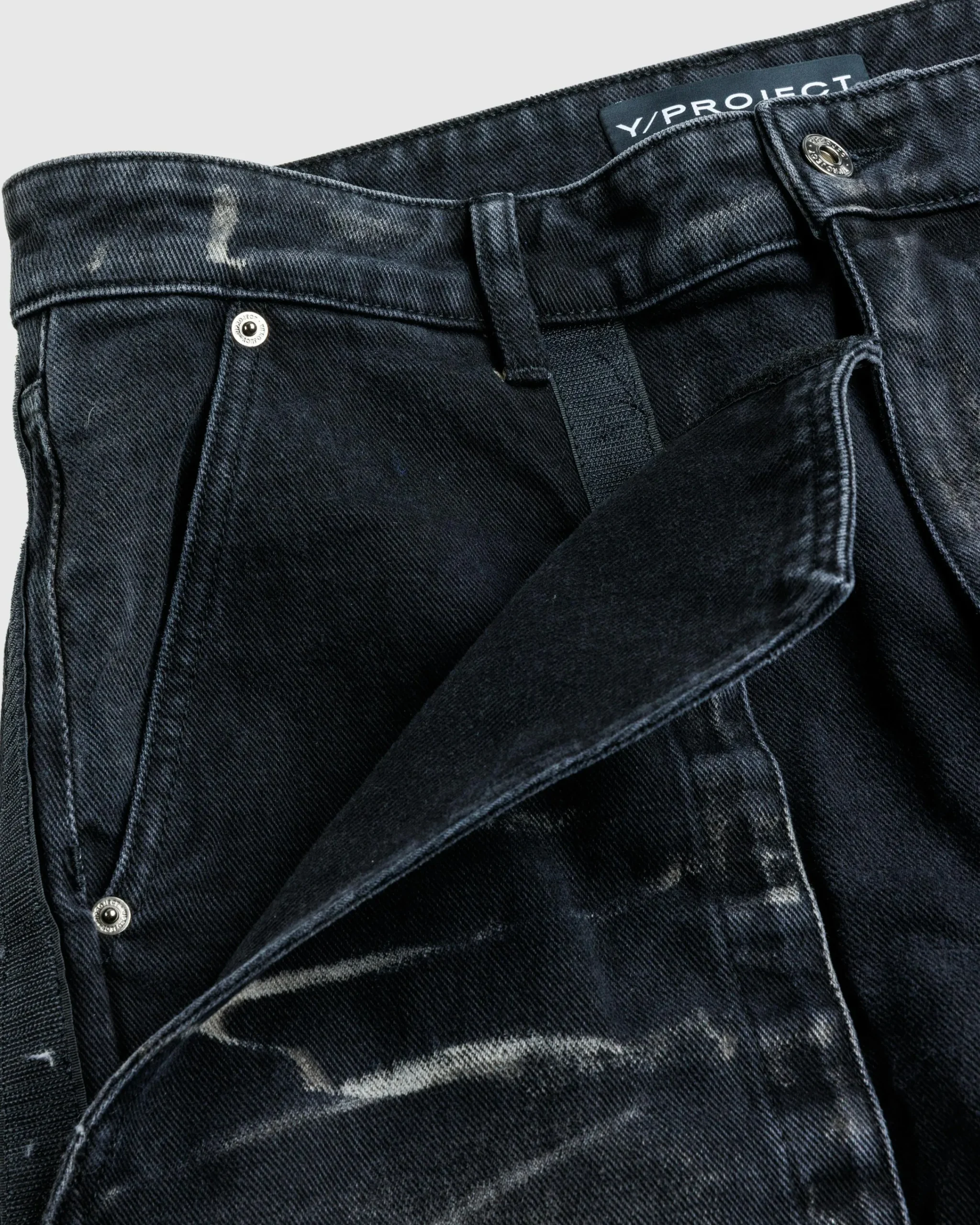 Y/Project Velcro Multi Panel Jeans Faded Black- Pants