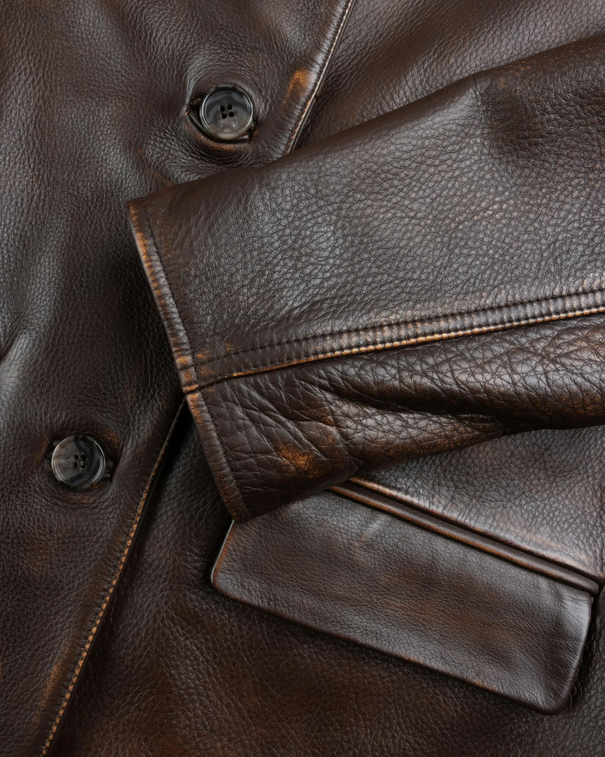 Guess USA Vintage Leather Jacket Chocolate Mousse- Outerwear