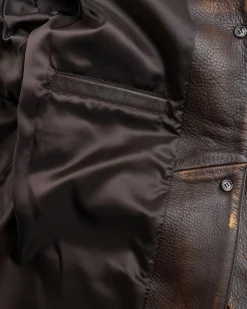 Guess USA Vintage Leather Jacket Chocolate Mousse- Outerwear