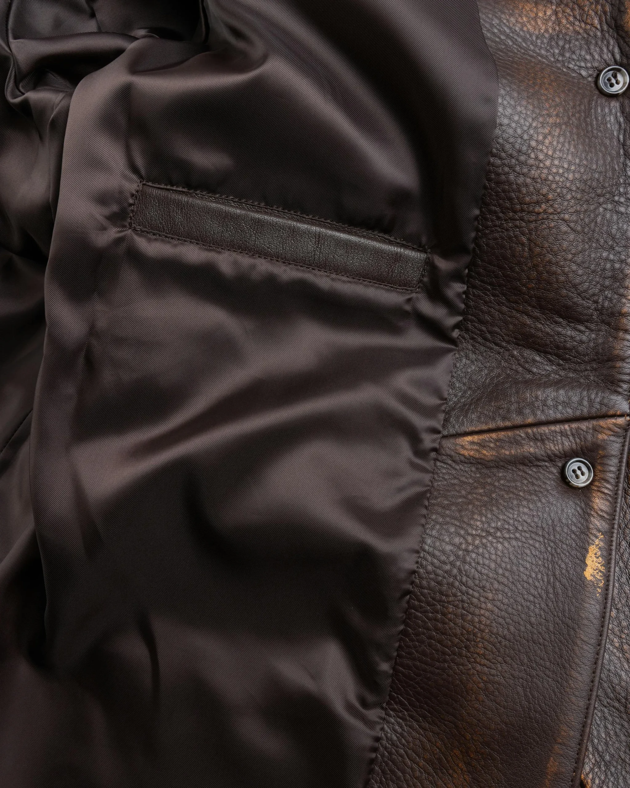 Guess USA Vintage Leather Jacket Chocolate Mousse- Outerwear