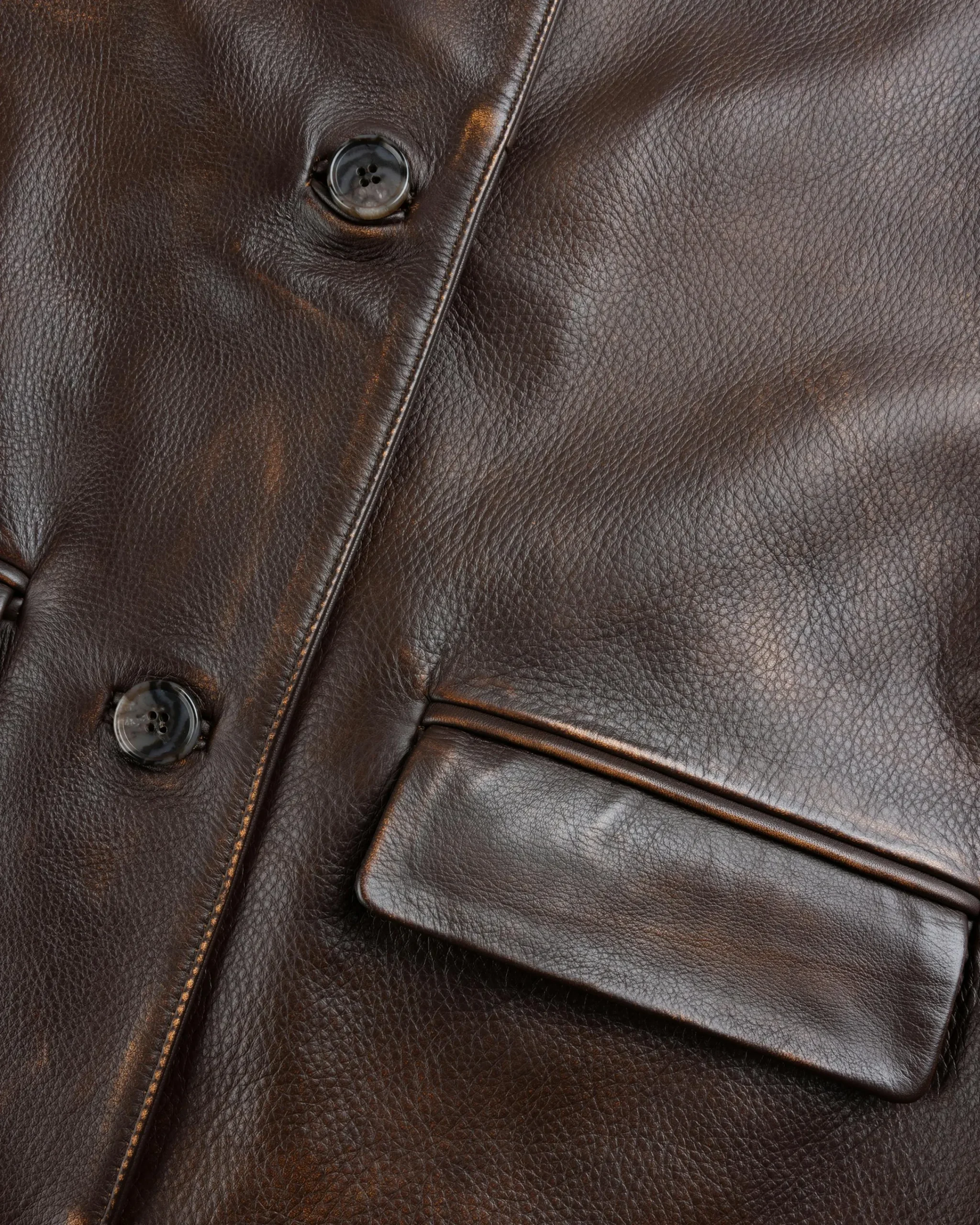 Guess USA Vintage Leather Jacket Chocolate Mousse- Outerwear