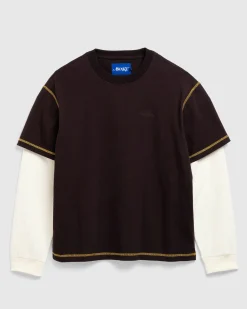 Awake NY Waffle Long-Sleeve Washed Brown- Tops